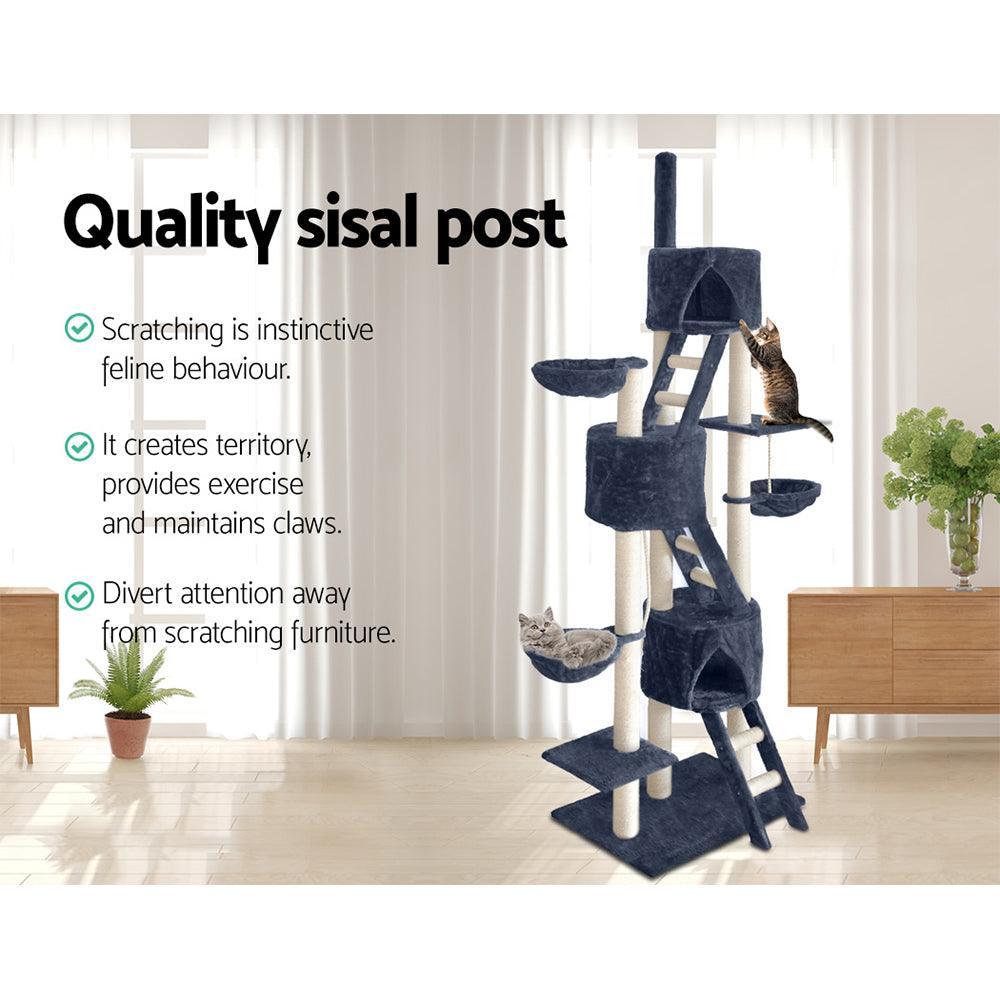 i.Pet Cat Tree 244cm Trees Scratching Post Scratcher Tower Condo House Furniture Wood - John Cootes