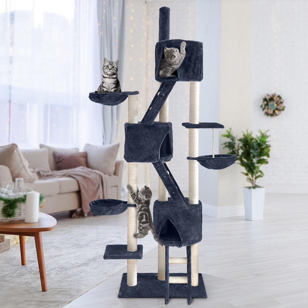 i.Pet Cat Tree 244cm Trees Scratching Post Scratcher Tower Condo House Furniture Wood - John Cootes