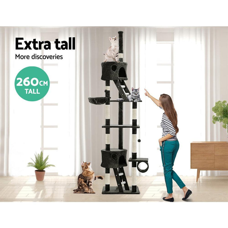 i.Pet Cat Tree 260cm Trees Scratching Post Scratcher Tower Condo House Furniture Wood - John Cootes