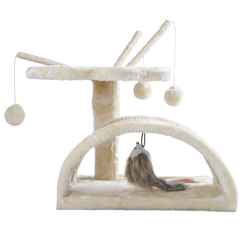 i.Pet Cat Tree 45cm Trees Scratching Post Scratcher Tower Condo House Furniture Wood Beige - John Cootes