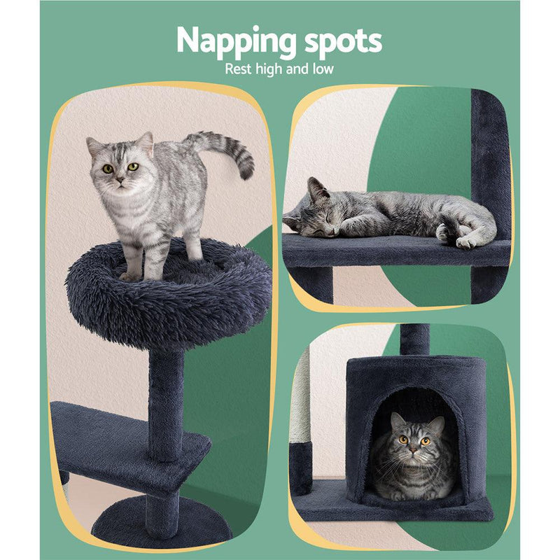i.Pet Cat Tree Scratching Post Scratcher Tower Condo House Grey 94cm - John Cootes