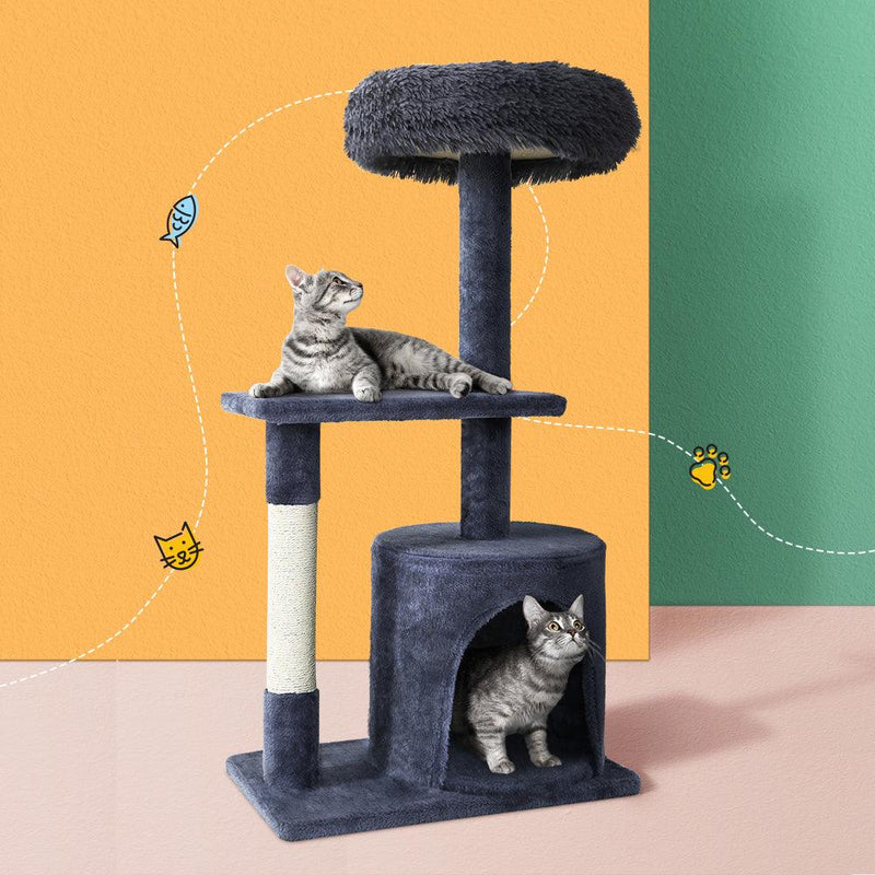 i.Pet Cat Tree Scratching Post Scratcher Tower Condo House Grey 94cm - John Cootes