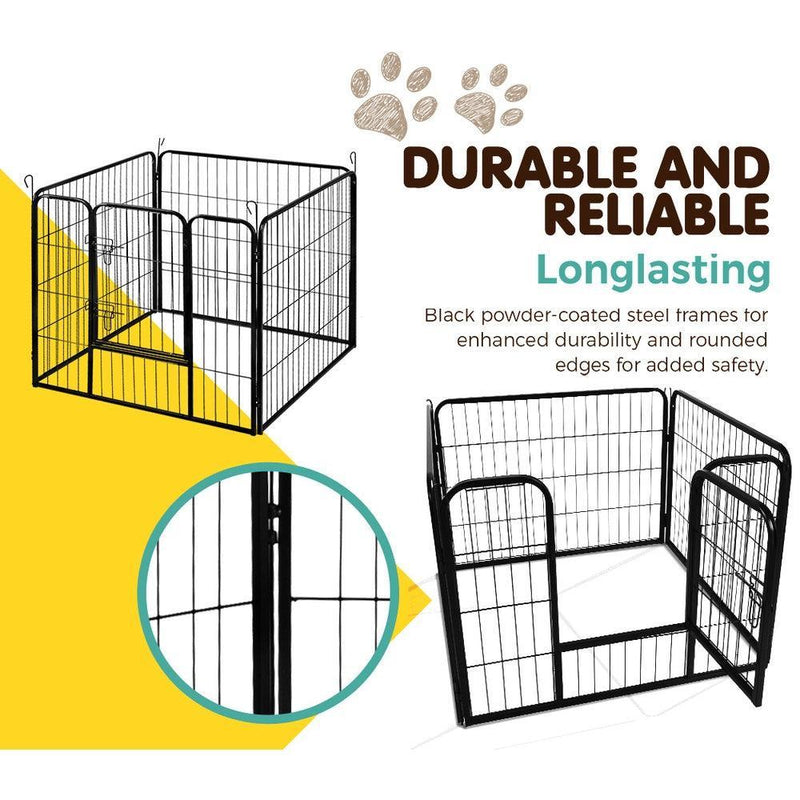 i.Pet Dog Playpen Pet Playpen 8 Panel Puppy Exercise Cage Enclosure Fence 80x60cm - John Cootes