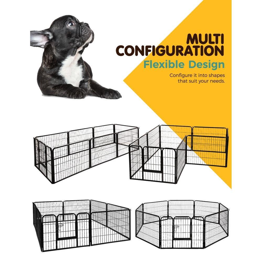 i.Pet Dog Playpen Pet Playpen 8 Panel Puppy Exercise Cage Enclosure Fence 80x60cm - John Cootes