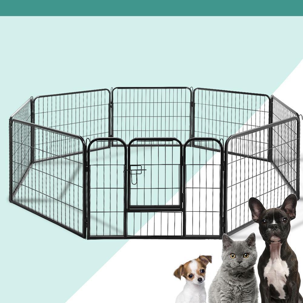 i.Pet Dog Playpen Pet Playpen 8 Panel Puppy Exercise Cage Enclosure Fence 80x60cm - John Cootes