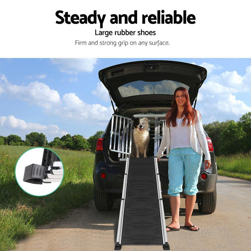 i.Pet Dog Ramp Dog Steps Pet Car Travel Step Stair Foldable Portable Ladder Aluminium - John Cootes
