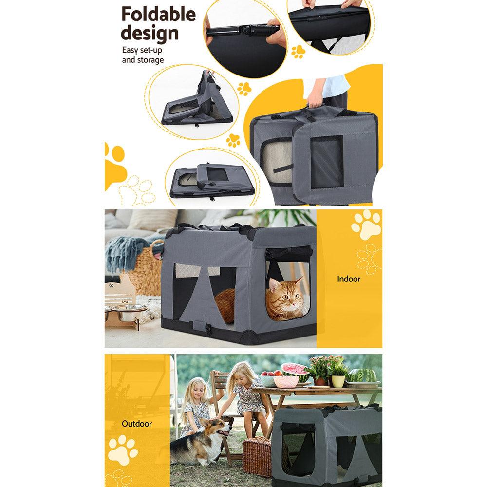 i.Pet Pet Carrier Soft Crate Dog Cat Travel Portable Cage Kennel Foldable Car XL - John Cootes