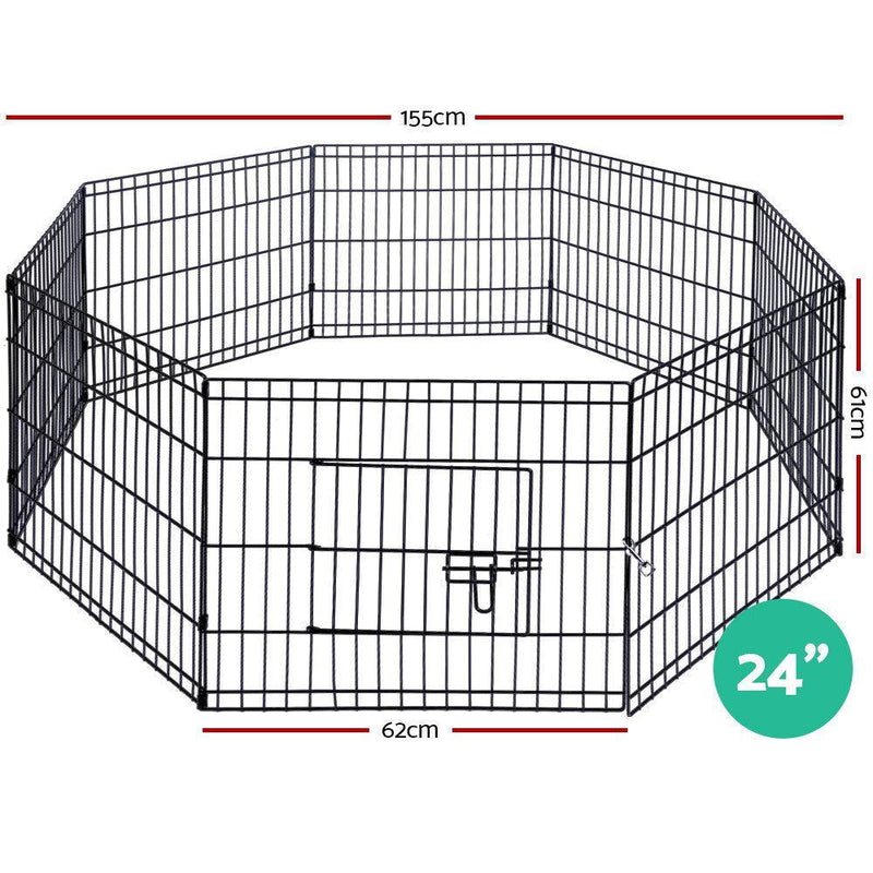 i.Pet Pet Dog Playpen 24'' 8 Panel Puppy Exercise Cage Enclosure Fence - John Cootes