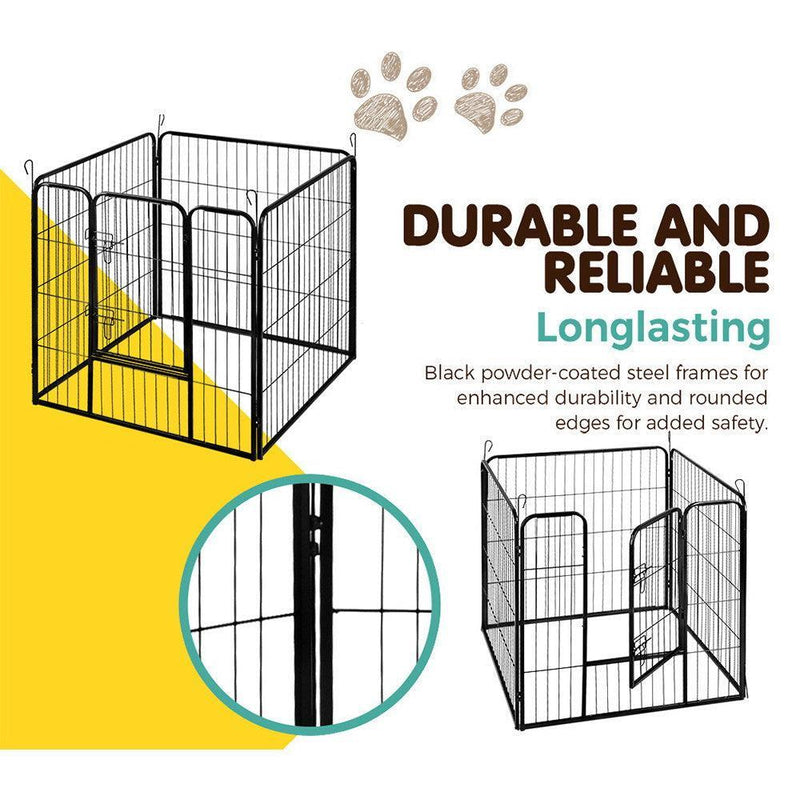 i.Pet Pet Playpen Dog Playpen 8 Panel Exercise Cage Enclosure Fence 80x80cm - John Cootes