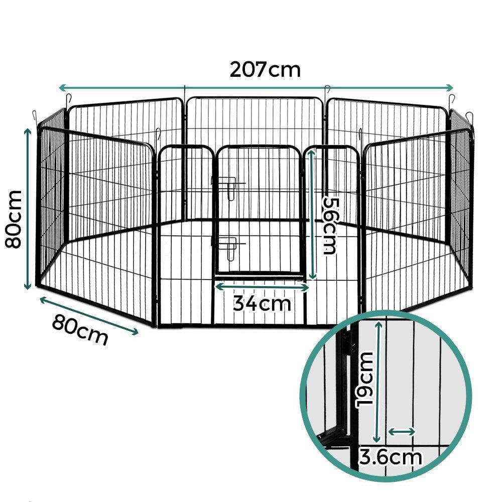 i.Pet Pet Playpen Dog Playpen 8 Panel Exercise Cage Enclosure Fence 80x80cm - John Cootes