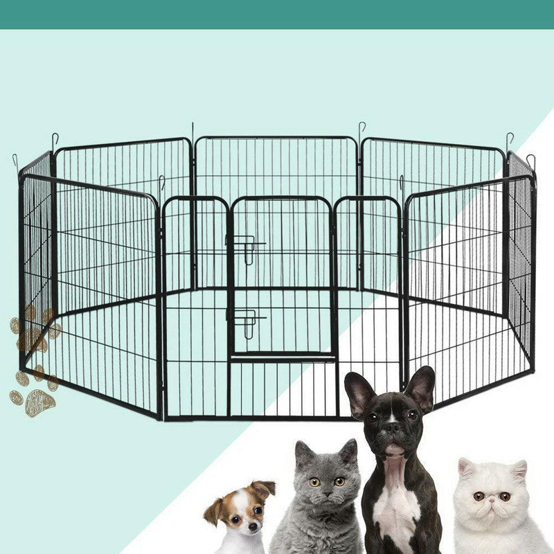 i.Pet Pet Playpen Dog Playpen 8 Panel Exercise Cage Enclosure Fence 80x80cm - John Cootes