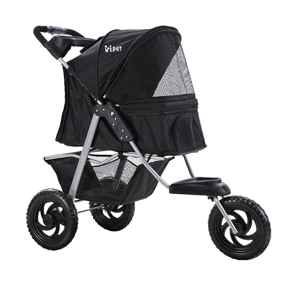 i.Pet Pet Stroller Dog Carrier Foldable Pram Large Black - John Cootes