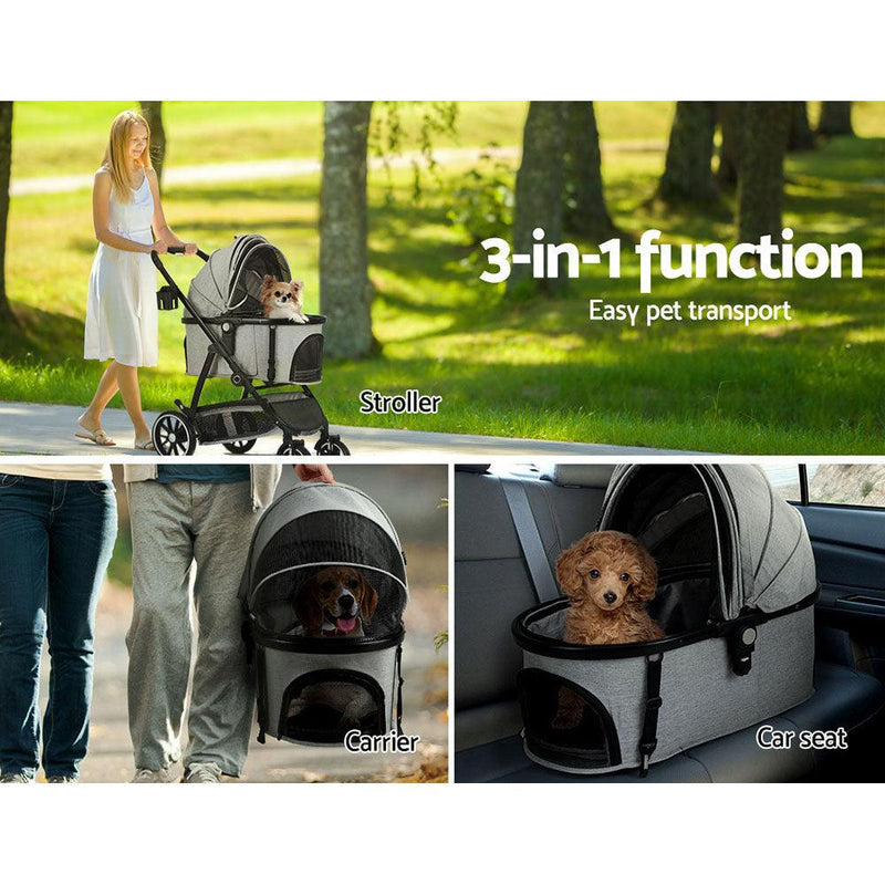 i.Pet Pet Stroller Pram Large Dog Cat Carrier Travel Pushchair Foldable 4 Wheels - John Cootes