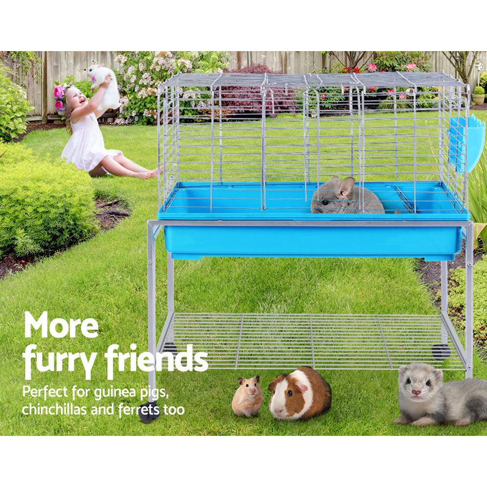 i.Pet Rabbit Cage Hutch Cages Indoor Hamster Enclosure Carrier Bunny Blue - John Cootes