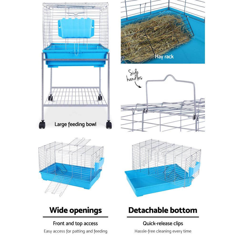 i.Pet Rabbit Cage Hutch Cages Indoor Hamster Enclosure Carrier Bunny Blue - John Cootes