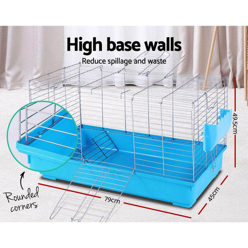 i.Pet Rabbit Cage Hutch Cages Indoor Hamster Enclosure Carrier Bunny Blue - John Cootes