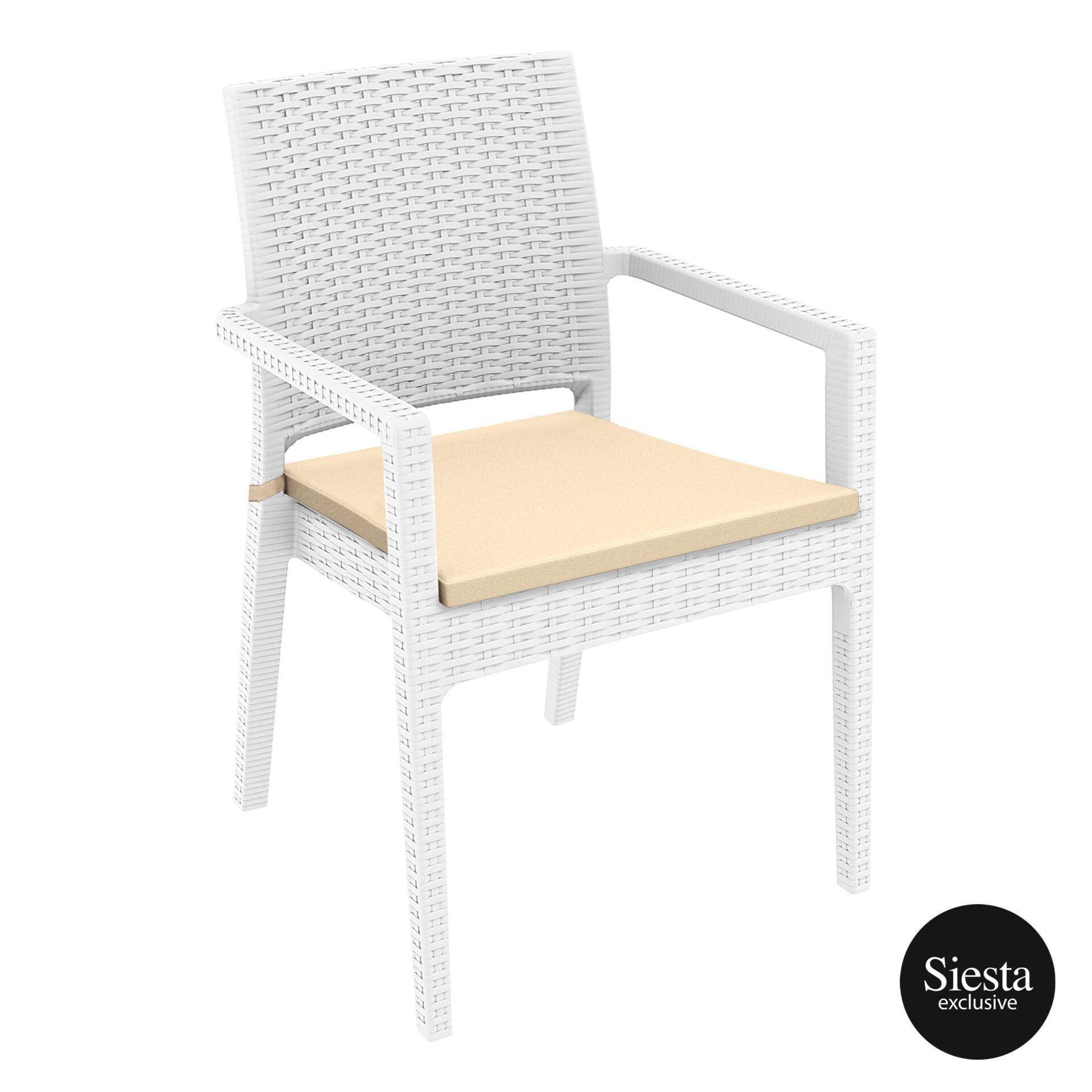 Ibiza Armchair - White with Beige Cushion - John Cootes