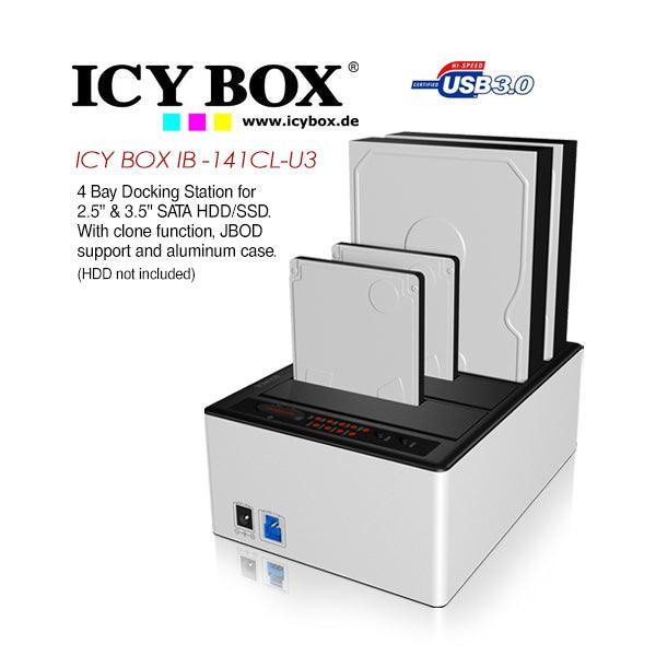 ICY BOX 4 bay JBOD docking and cloning station with USB 3.0 for SATA hard disks and SSDs (IB-141CL-U3) - John Cootes