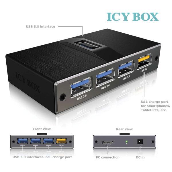 ICY BOX 4 Port USB 3.0 hub with USB charge port (IB-AC611) - John Cootes