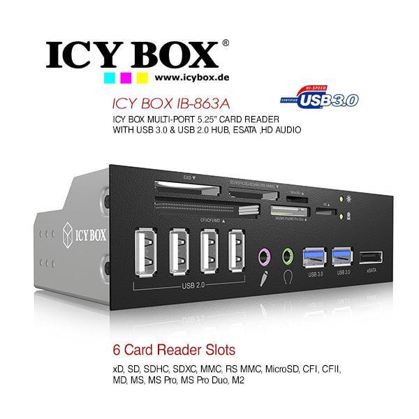 ICY BOX 5.25'' Card Reader with multiport front panel (IB-863a-B) - John Cootes