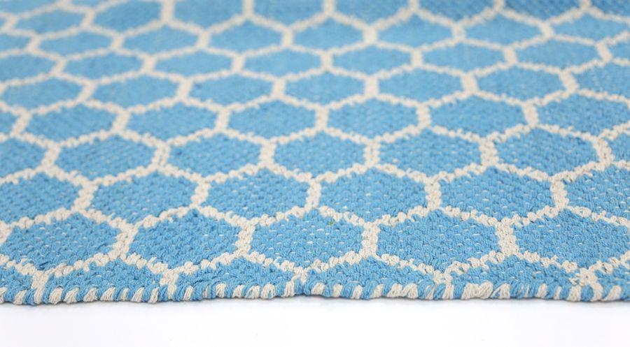 Illusion Blue Natural Cotton Rug 160x230 - John Cootes