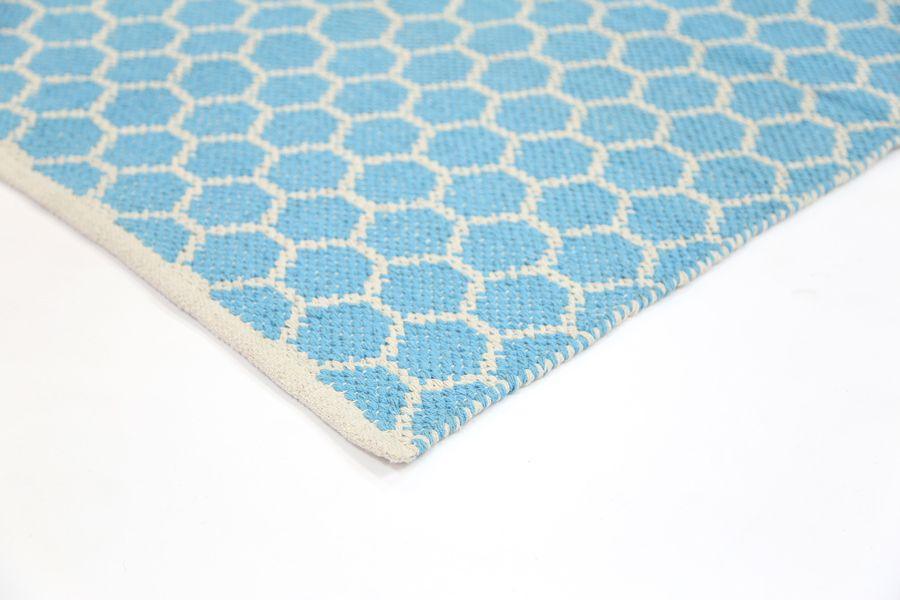 Illusion Blue Natural Cotton Rug 160x230 - John Cootes