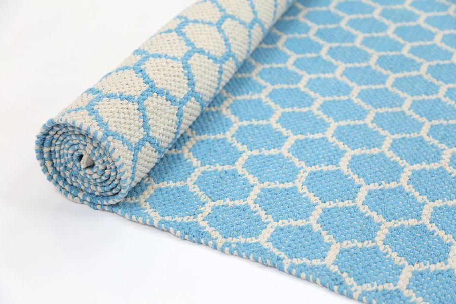 Illusion Blue Natural Cotton Rug 160x230 - John Cootes