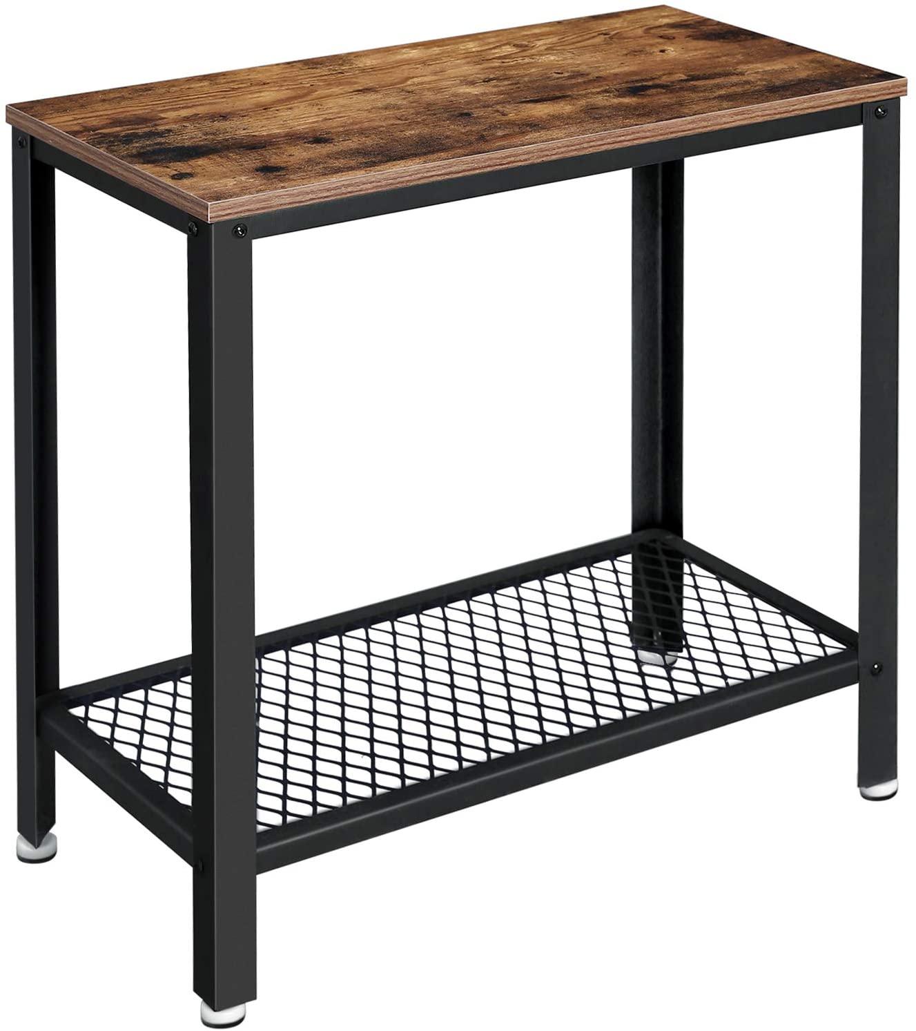 Industrial Side Table 2-Tier With Mesh and Metal Frame Rustic Brown - John Cootes