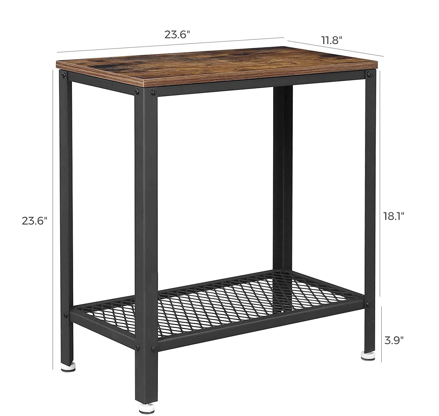 Industrial Side Table 2-Tier With Mesh and Metal Frame Rustic Brown - John Cootes