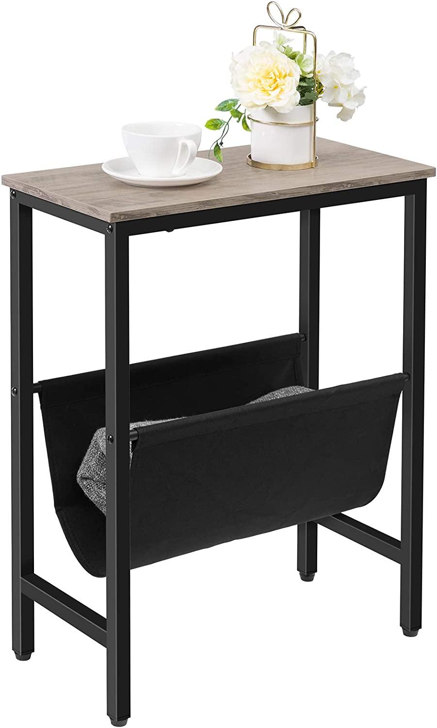 Industrial Side Table with Magazine Holder Sling and Metal Structure