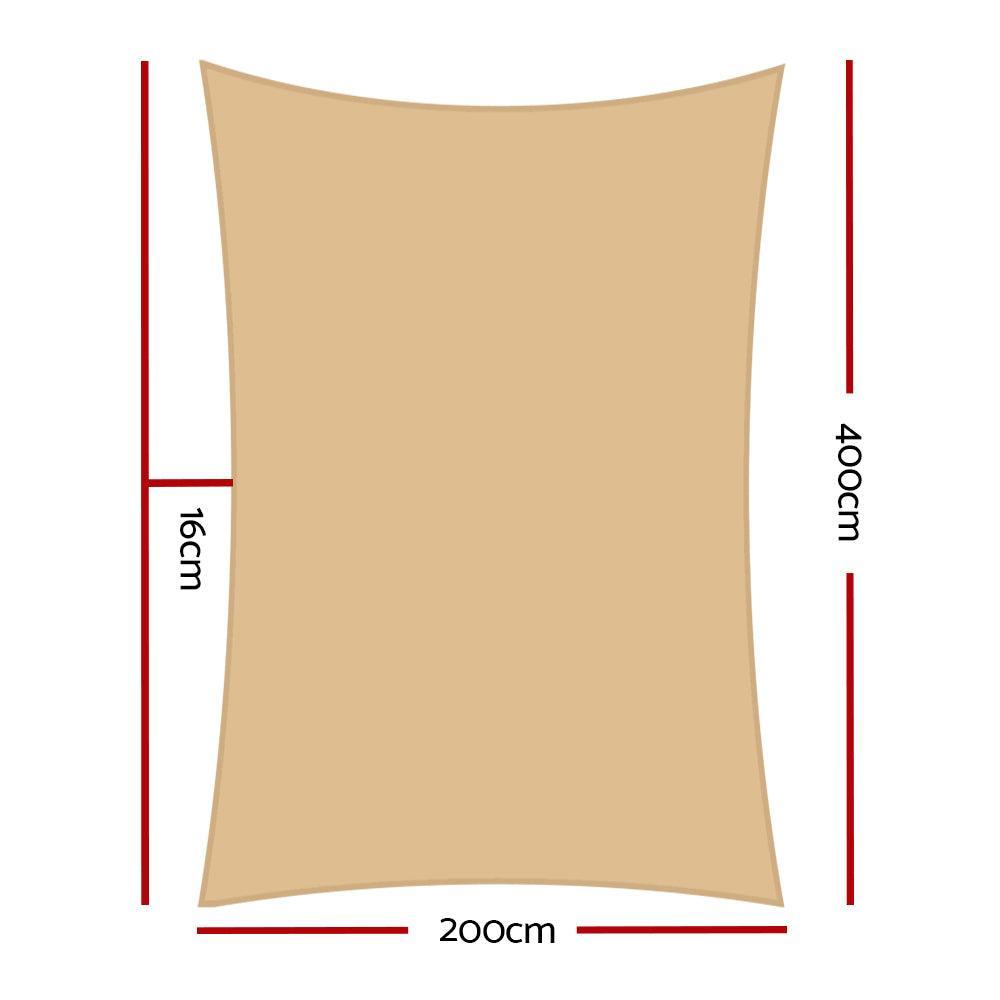 Instahut 2 x 4m Waterproof Rectangle Shade Sail Cloth - Sand Beige - John Cootes