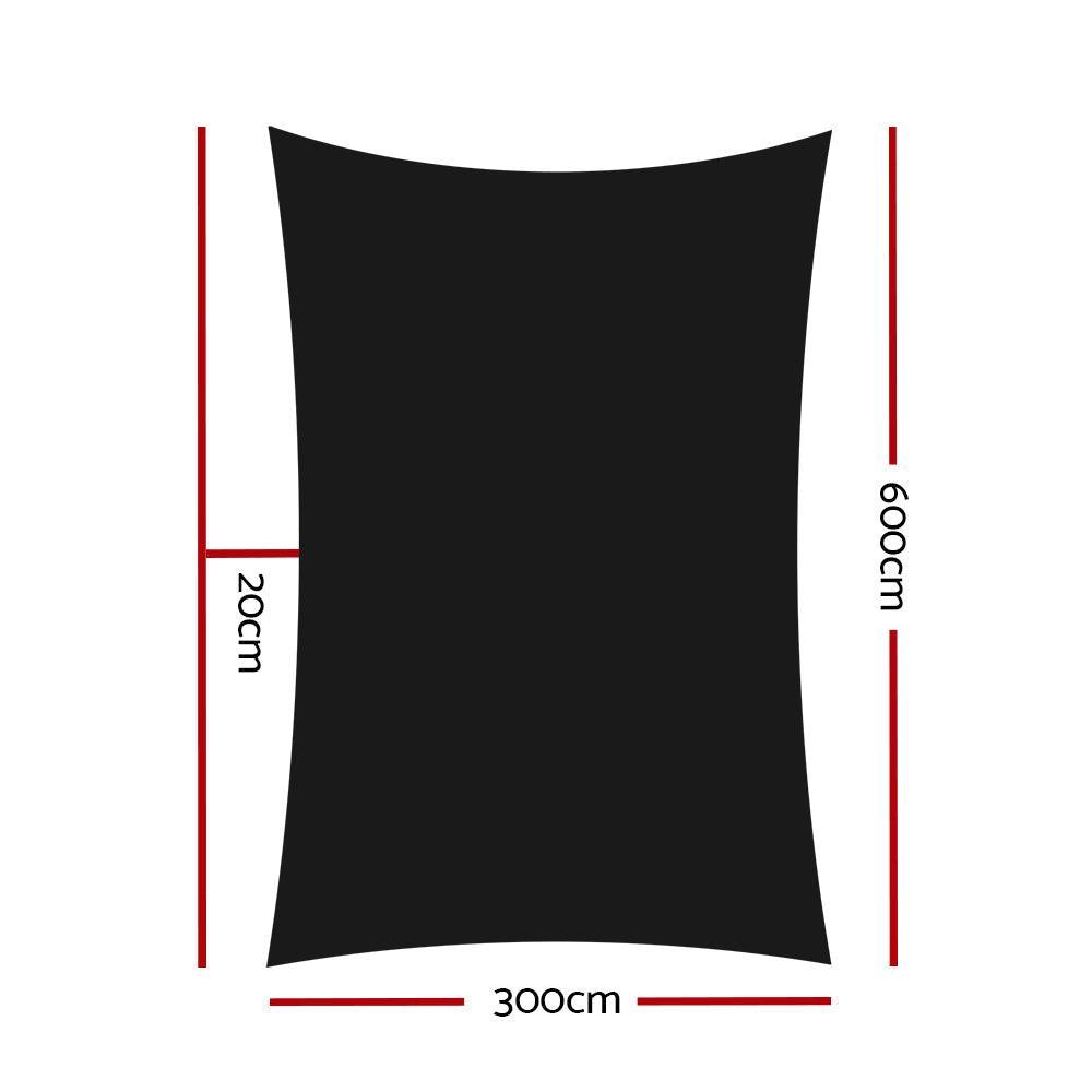 Instahut 280gsm 3x6m Sun Shade Sail Canopy Rectangle - John Cootes