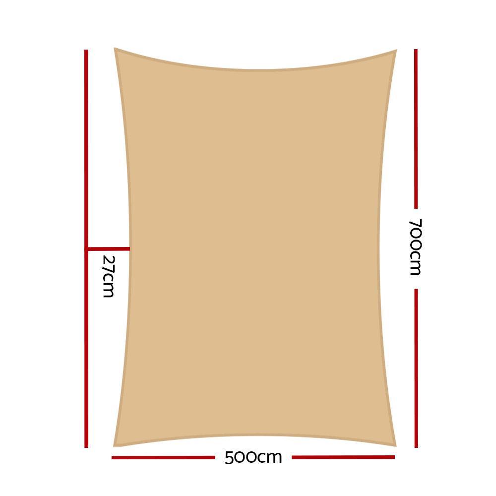 Instahut 280gsm 5x7m Sun Shade Sail Canopy Rectangle - John Cootes