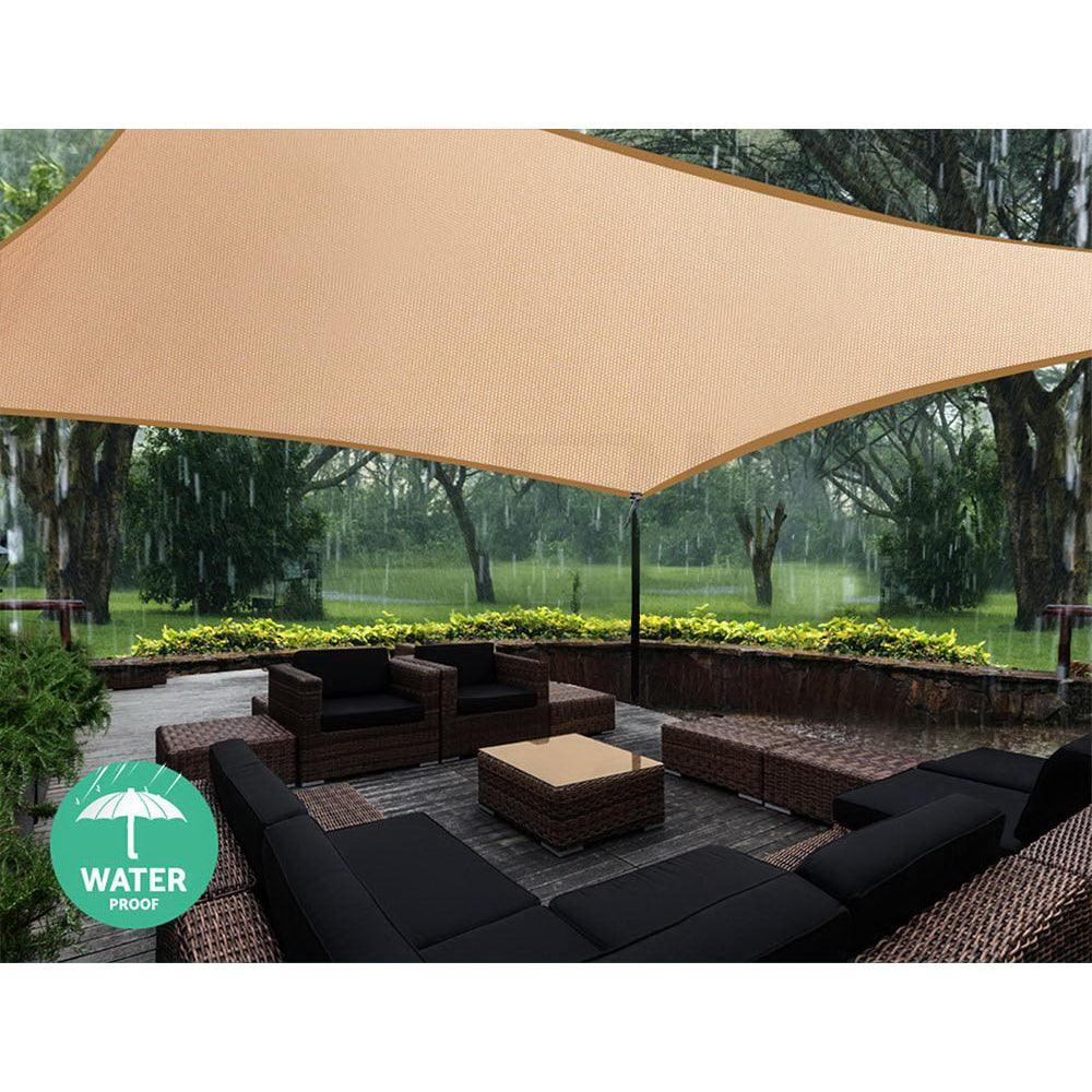 Instahut 3 x 4m Waterproof Rectangle Shade Sail Cloth - Sand Beige - John Cootes