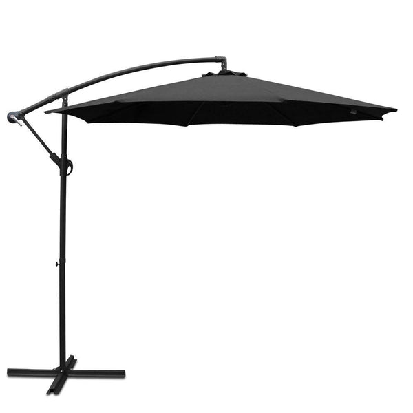 Instahut 3M Cantilevered Outdoor Umbrella - Black - John Cootes