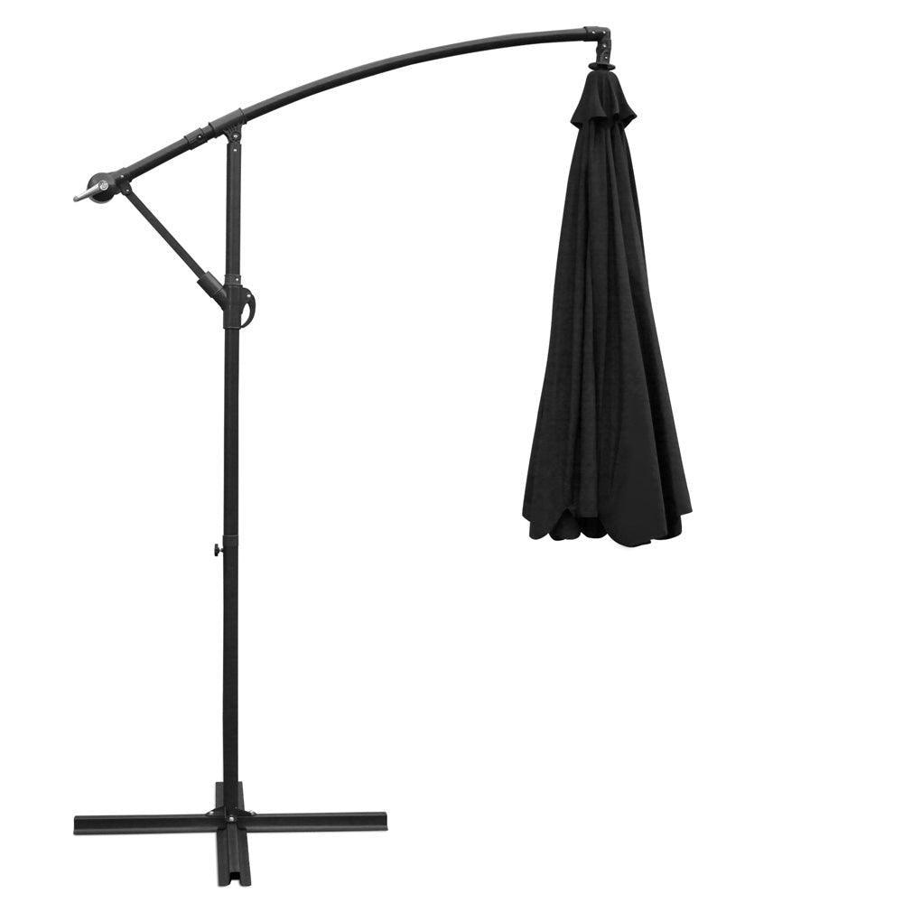 Instahut 3M Cantilevered Outdoor Umbrella - Black - John Cootes