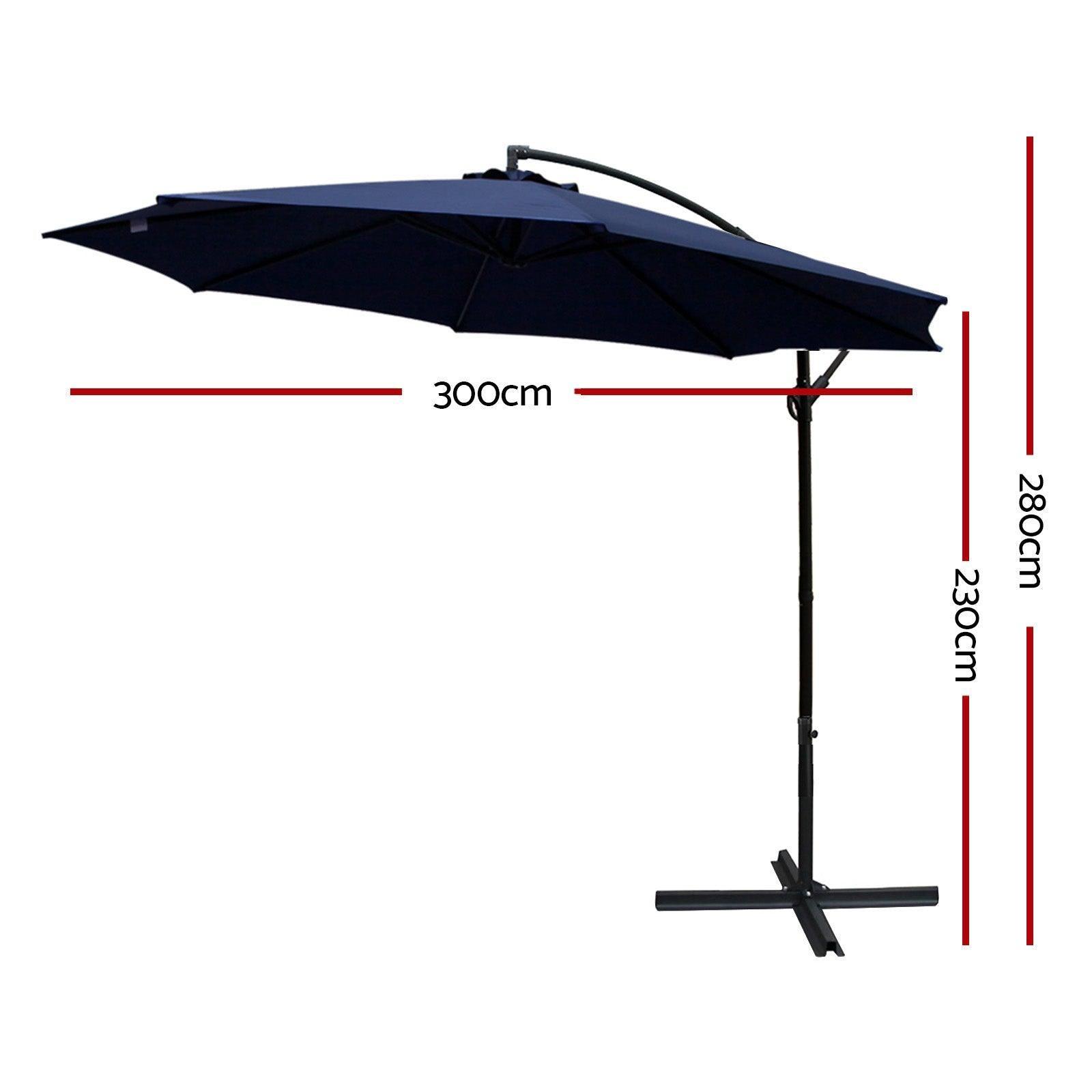 Instahut 3M Cantilevered Outdoor Umbrella - Navy - John Cootes