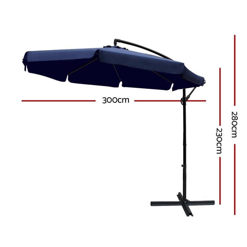 Instahut 3M Outdoor Umbrella - Navy - John Cootes