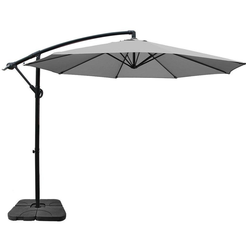 Instahut 3M Umbrella with 50x50cm Base Outdoor Umbrellas Cantilever Sun Stand UV Garden Grey - John Cootes