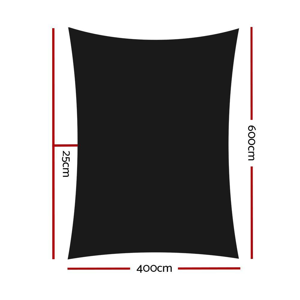 Instahut 4x6m Shade Sail Sun Shadecloth 280gsm Black - John Cootes