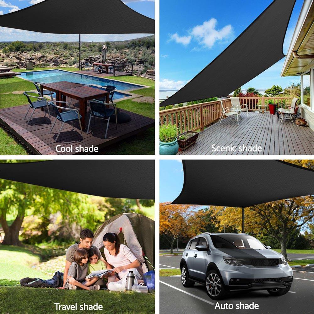 Instahut 4x6m Shade Sail Sun Shadecloth 280gsm Black - John Cootes