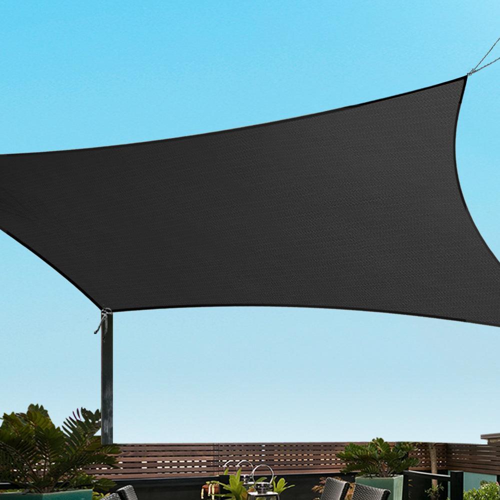 Instahut 4x6m Shade Sail Sun Shadecloth 280gsm Black - John Cootes