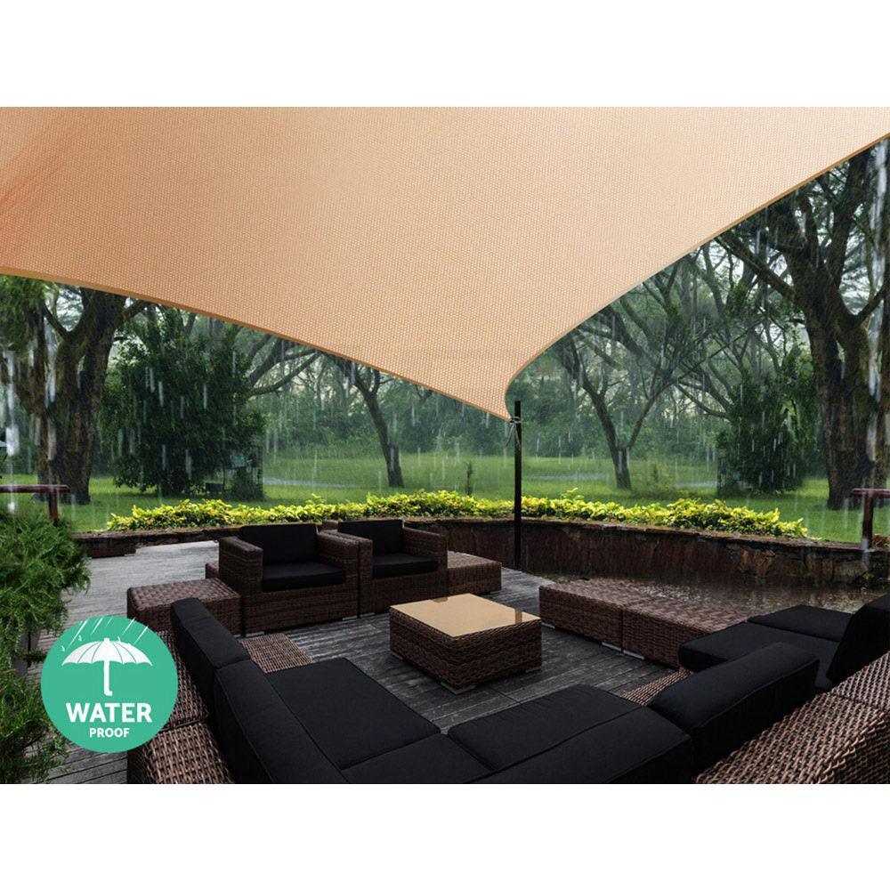 Instahut 5 x 5 x 5m Waterproof Triangle Shade Sail Cloth - Sand Beige - John Cootes