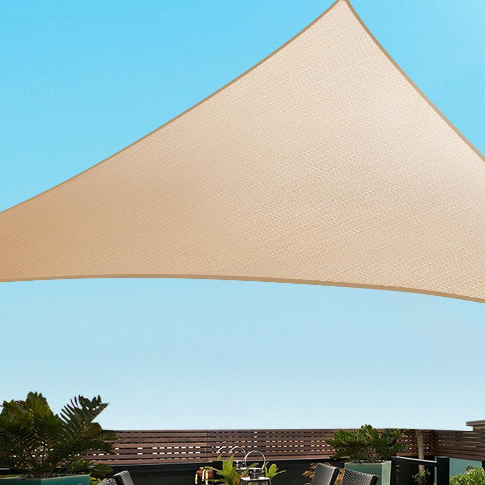 Instahut 5 x 5 x 5m Waterproof Triangle Shade Sail Cloth - Sand Beige - John Cootes