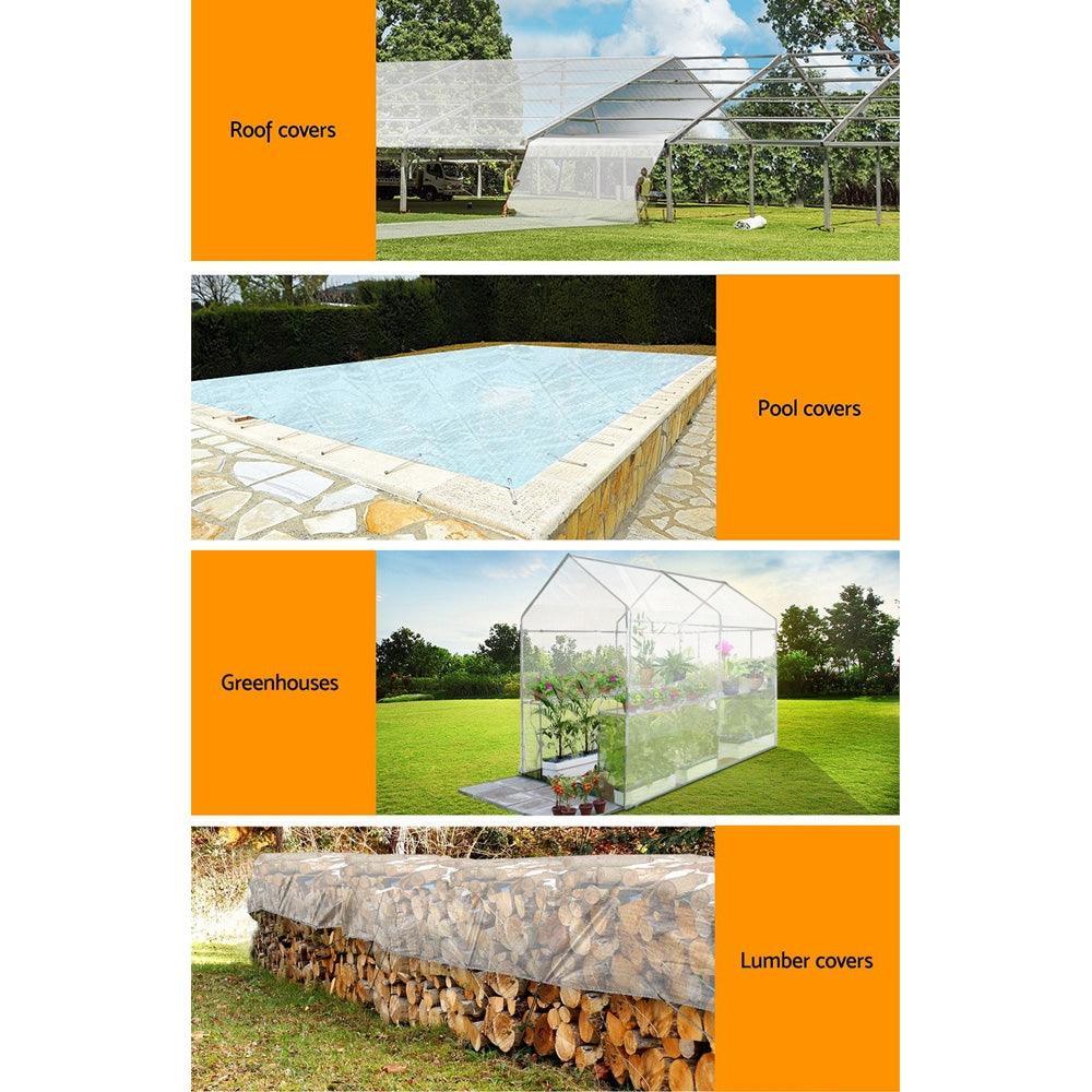 Instahut 5x10m Tarp Camping Tarps Poly Tarpaulin Heavy Duty Cover 135gsm Clear - John Cootes