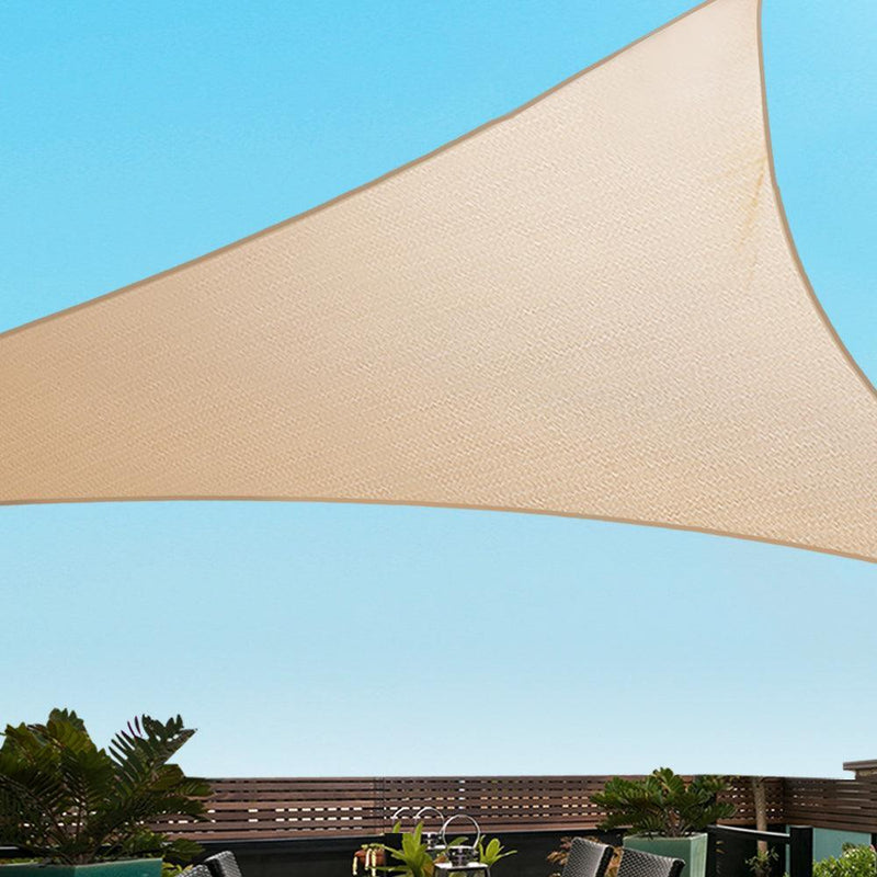 Instahut 5x5x5m Shade Sail Cloth Shadecloth Triangle Heavy Duty Sand Sun Canopy - John Cootes