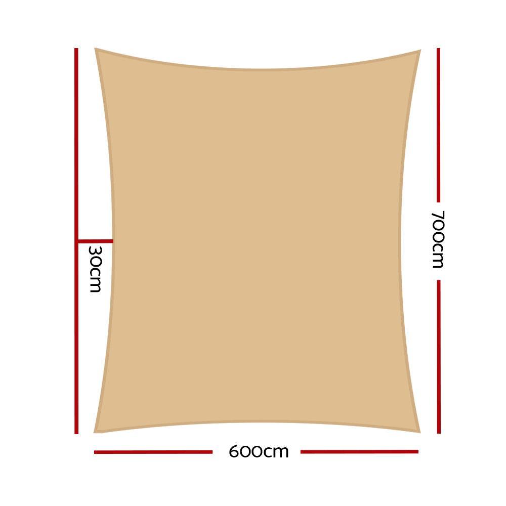 Instahut 6x7m280gsm Shade Sail Sun Shadecloth Canopy Square - John Cootes