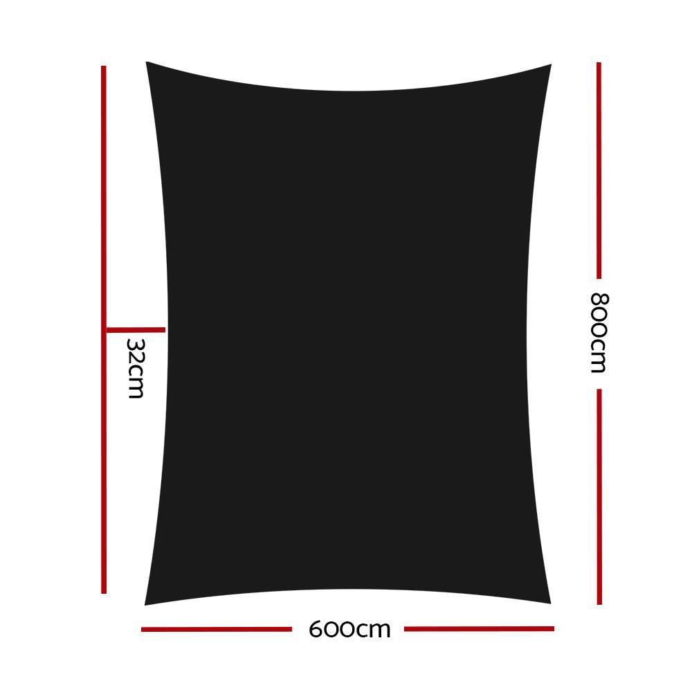 Instahut 6x8m Shade Sail Sun Shadecloth 280gsm Black - John Cootes