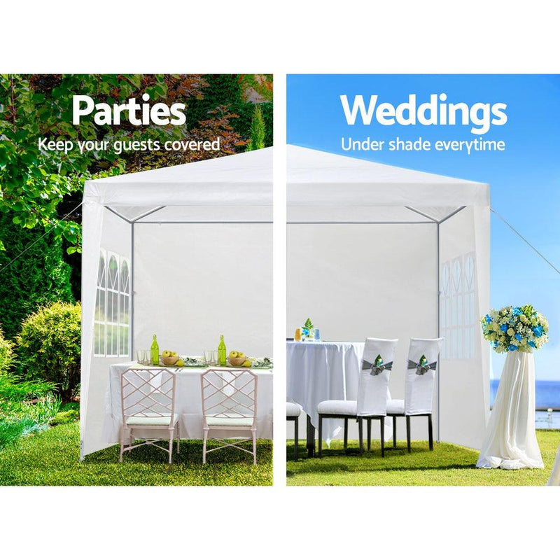 Instahut Gazebo 3x3 Outdoor Marquee Gazebos Wedding Party Camping Tent 4 Wall Panels - John Cootes