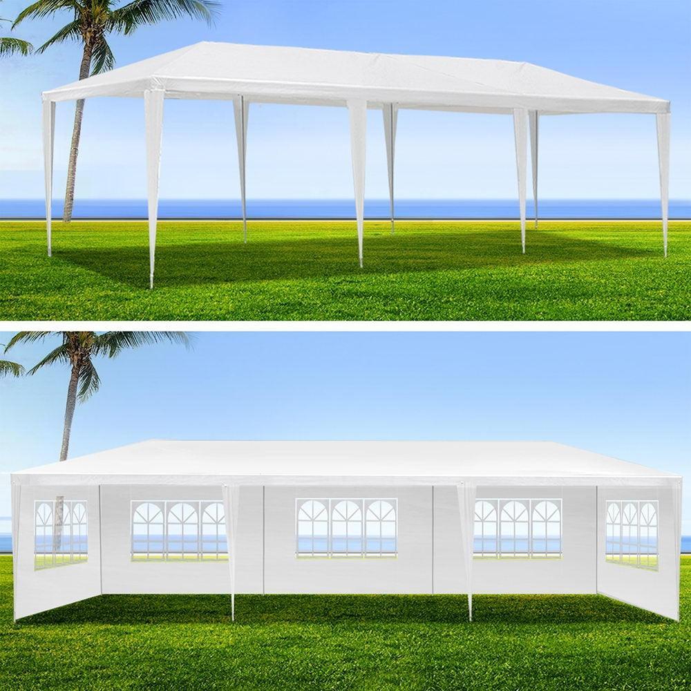 Instahut Gazebo 3x9m Outdoor Marquee side Wall Gazebos Tent Canopy Camping White 5 Panel - John Cootes